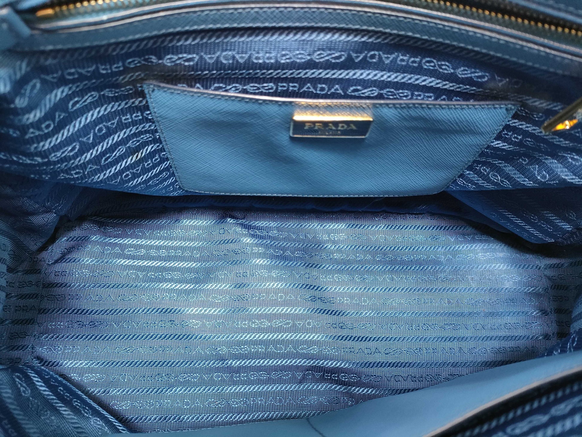 PRADA Prada 2-way bag, blue Saffiano leather tote bag