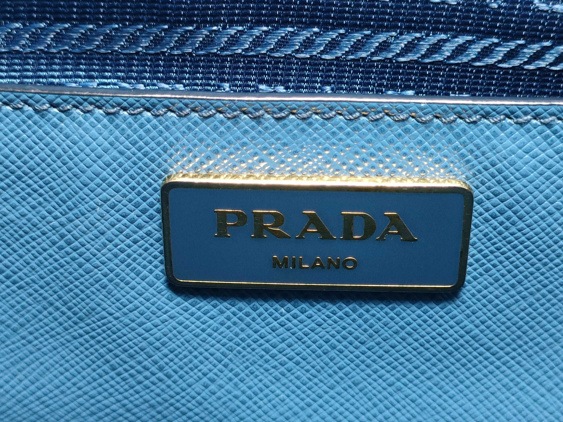 PRADA Prada 2-way bag, blue Saffiano leather tote bag