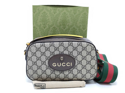GUCCI GG Supreme Tiger Head PVC and Leather Shoulder Bag 476466