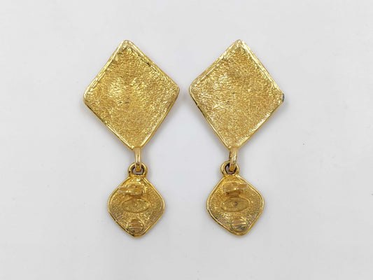 CHANEL Coco Mark Square Vintage Earrings