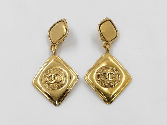 CHANEL Coco Mark Square Vintage Earrings