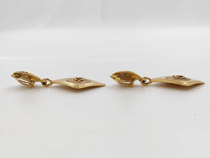 CHANEL Coco Mark Square Vintage Earrings