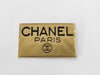 CHANEL logo plate gold brooch
