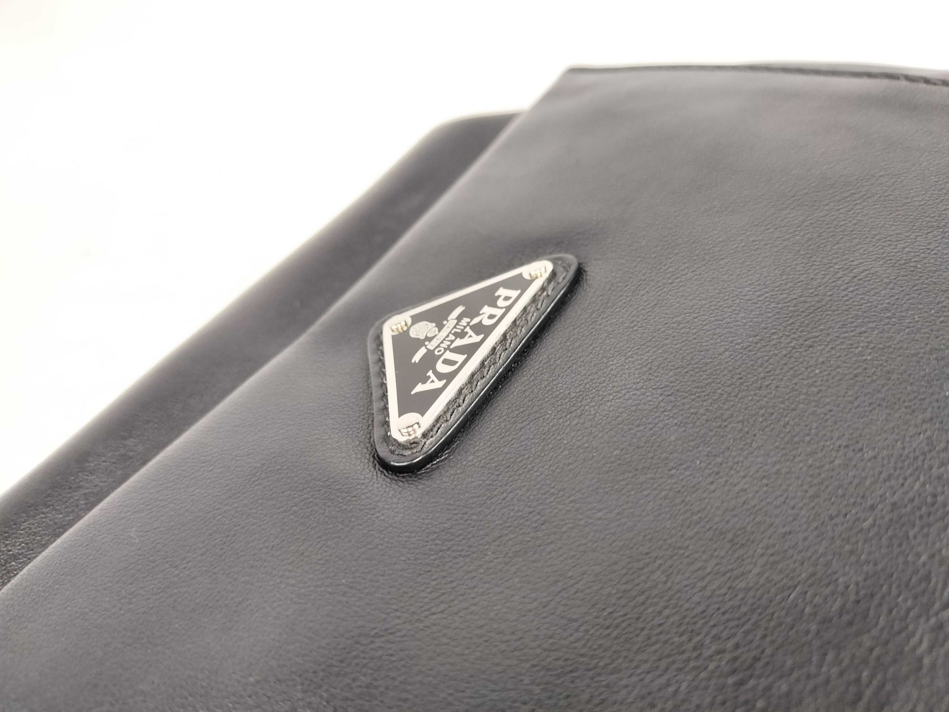 PRADA Prada Triangle Logo Leather Messenger Shoulder Bag