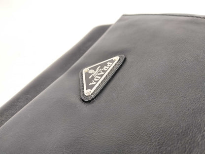 PRADA Prada Triangle Logo Leather Messenger Shoulder Bag