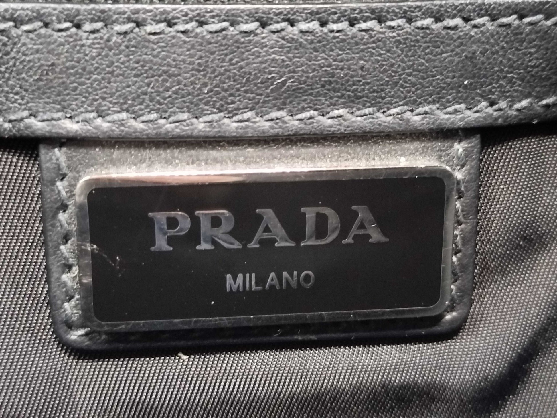 PRADA Prada Triangle Logo Leather Messenger Shoulder Bag