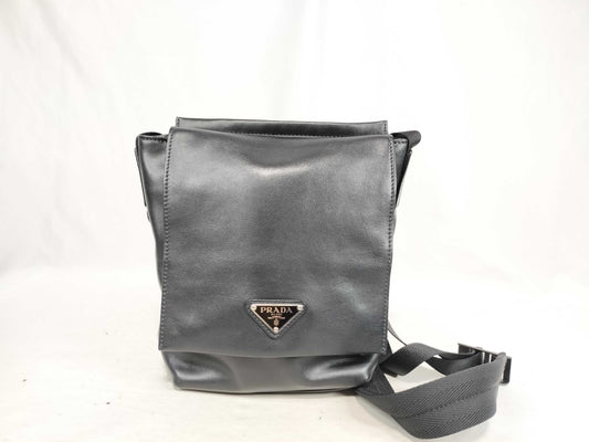 PRADA Prada Triangle Logo Leather Messenger Shoulder Bag