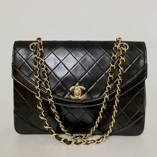 CHANEL Matelasse 24 S Round Flap Double Chain Shoulder Bag with Seal