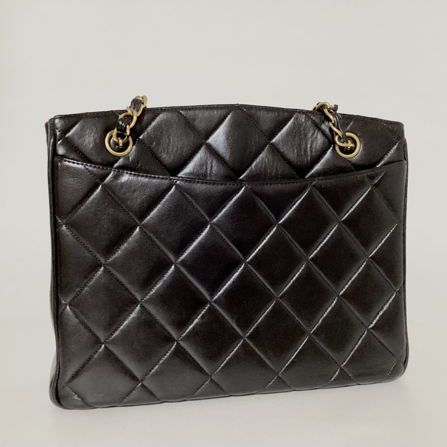 CHANEL Matelasse Chain Shoulder Bag, Lambskin, Deca Coco, with Seal