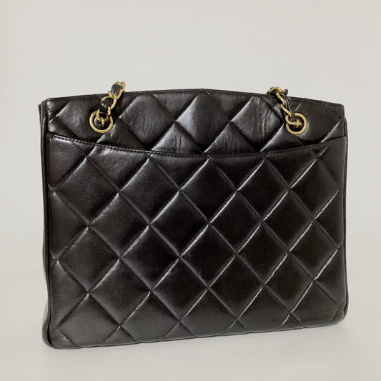 CHANEL Matelasse Chain Shoulder Bag, Lambskin, Deca Coco, with Seal