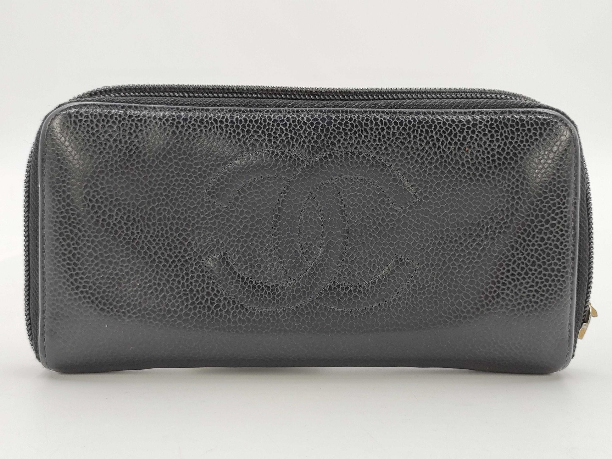 CHANEL Caviar Leather Round Long Wallet