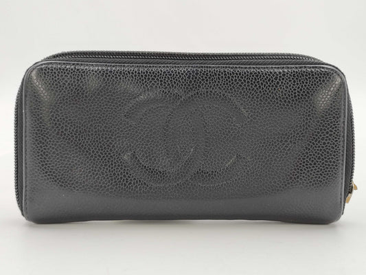 CHANEL Caviar Leather Round Long Wallet