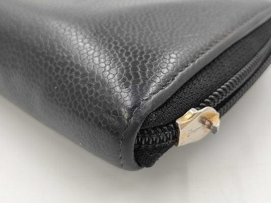 CHANEL Caviar Leather Round Long Wallet