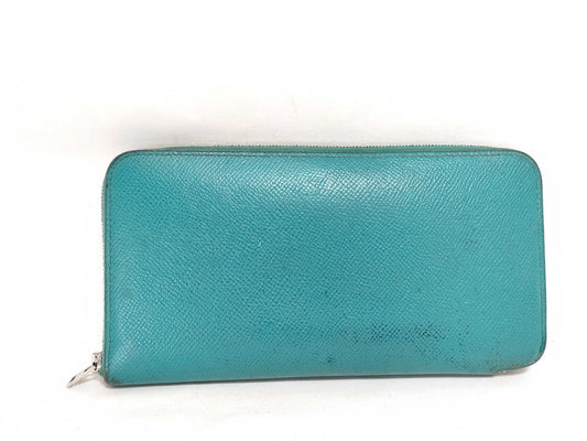 HERMES [Engraved] Unreadable Azap Hermes Azap Blue Wallet