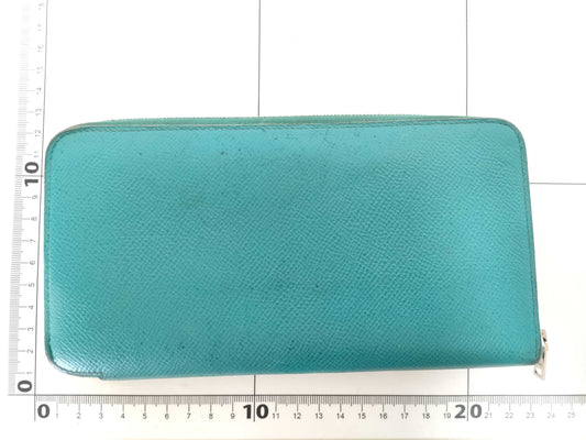 HERMES [Engraved] Unreadable Azap Hermes Azap Blue Wallet