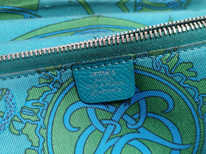 HERMES [Engraved] Unreadable Azap Hermes Azap Blue Wallet