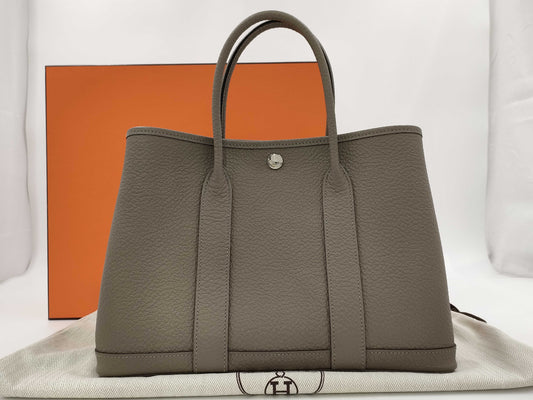 HERMES Garden Party 30 Vache Asphalt Tote Bag
