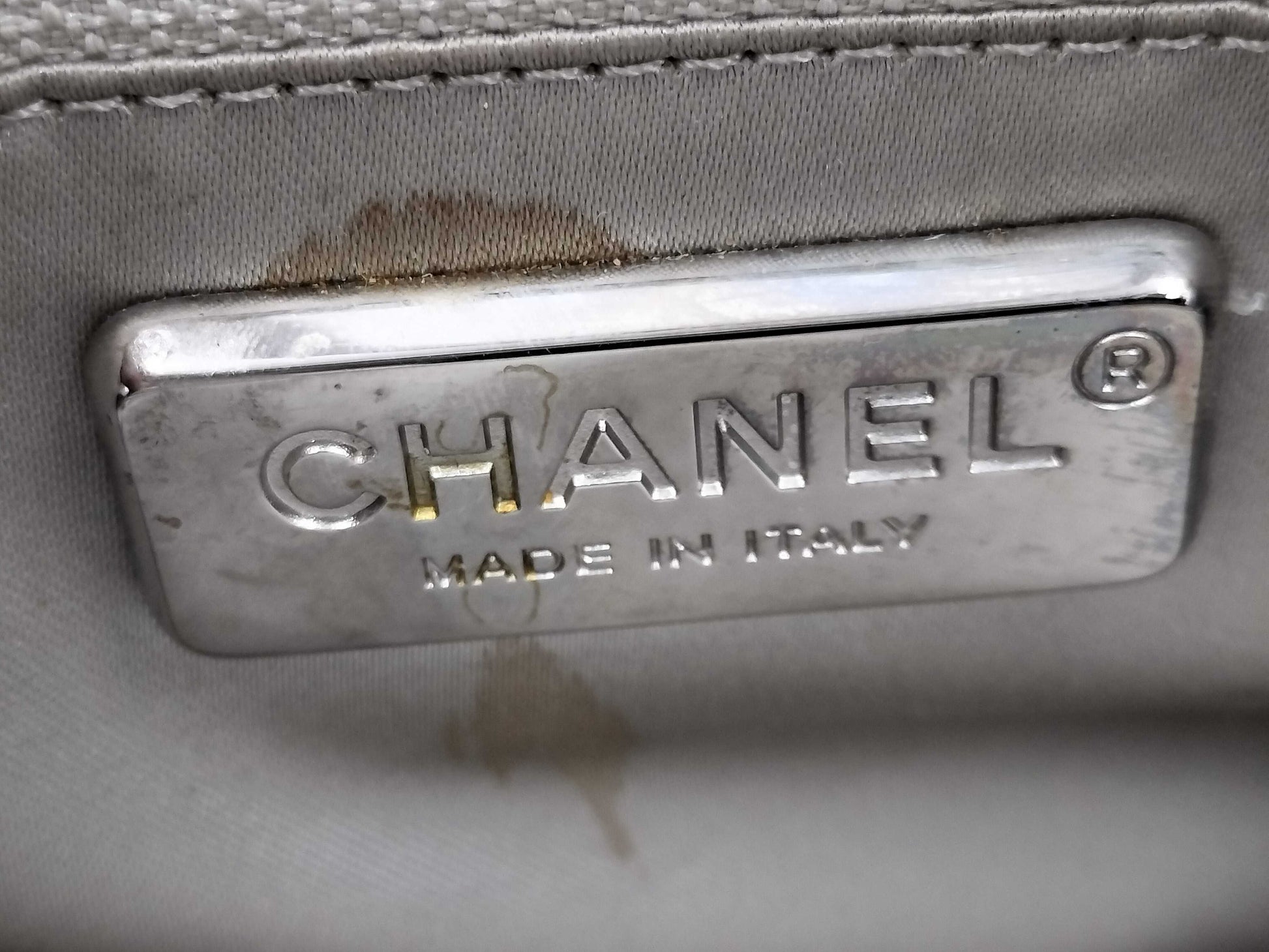 CHANEL Python 2-Way Handbag Greige 20880106 Handbag
