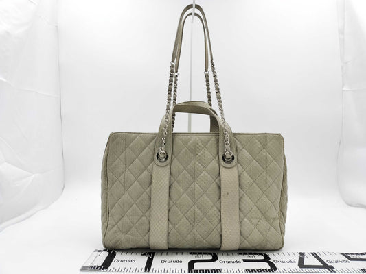 CHANEL Python 2-Way Handbag Greige 20880106 Handbag