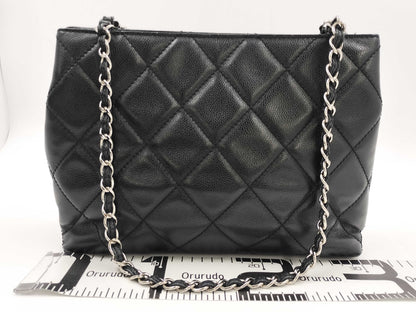 CHANEL Matelasse Chain Tote Bag in Caviar Leather, Black, 6159214