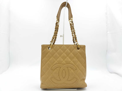 CHANEL PST Tote Bag, Caviar Skin, Beige, 8941696