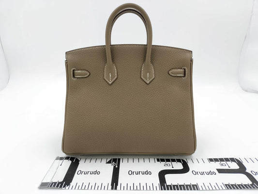 HERMES Birkin 25 Togo Etoupe Handbag with 2024 Engraving
