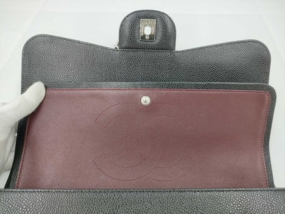 CHANEL Deca Matelasse 30 Chain Shoulder Bag in Black Caviar Leather 