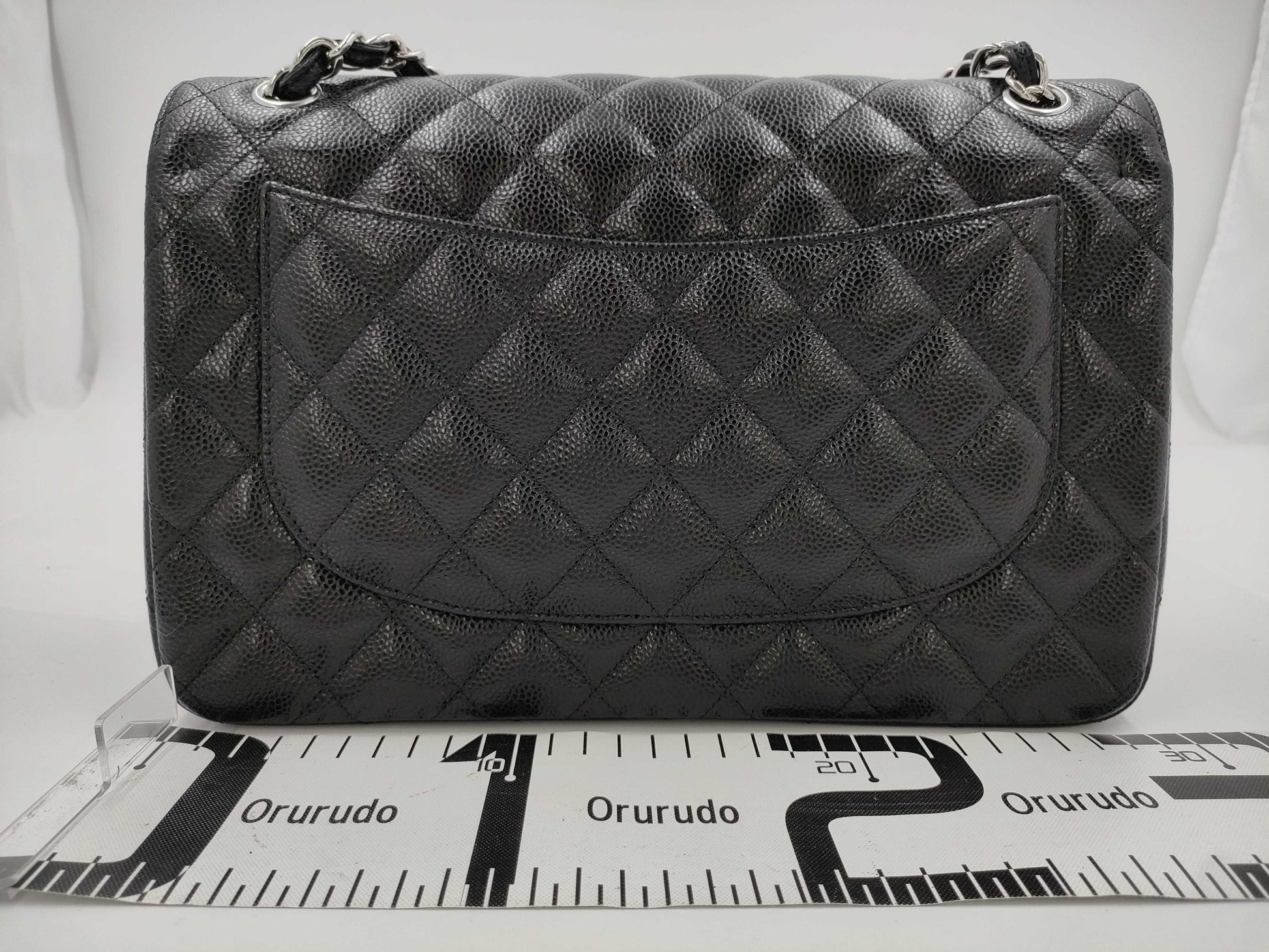 CHANEL Deca Matelasse 30 Chain Shoulder Bag in Black Caviar Leather 
