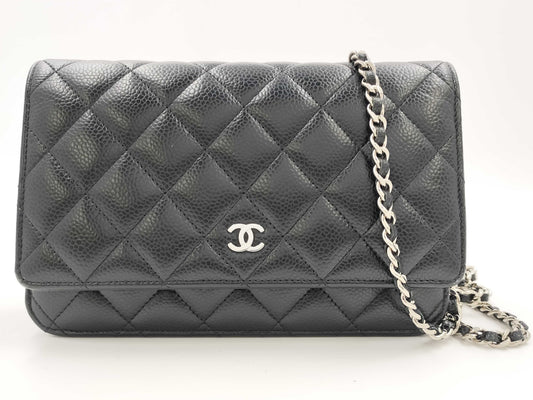 CHANEL Matelasse Chain Wallet in Caviar Leather, Black, N603JA9A Shoulder Bag