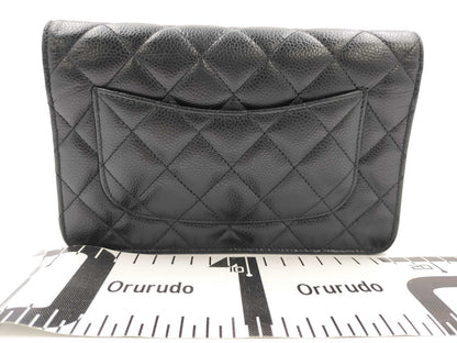 CHANEL Matelasse Chain Wallet in Caviar Leather, Black, N603JA9A Shoulder Bag
