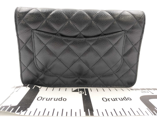 CHANEL Matelasse Chain Wallet in Caviar Leather, Black, N603JA9A Shoulder Bag