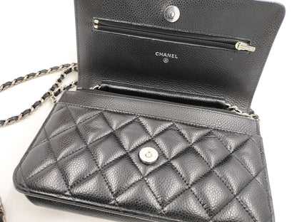 CHANEL Matelasse Chain Wallet in Caviar Leather, Black, N603JA9A Shoulder Bag