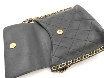 CHANEL AS2542 Hobo Chain Shoulder Bag in Black Leather 