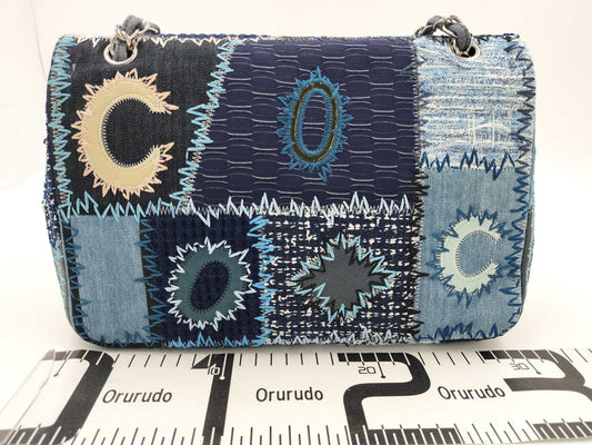 CHANEL Patchwork Matelasse Chain Shoulder Bag, Denim and Quilted, Blue, 20891711 Shoulder Bag
