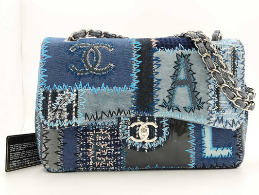CHANEL Patchwork Matelasse Chain Shoulder Bag, Denim and Quilted, Blue, 20891711 Shoulder Bag