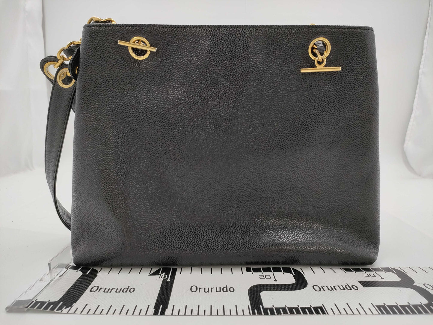 CHANEL Coco Mark Caviar Leather Chain Tote Bag in Black with Gold Hardware, Sticker Included, Card Not Included, Shoulder Bag
