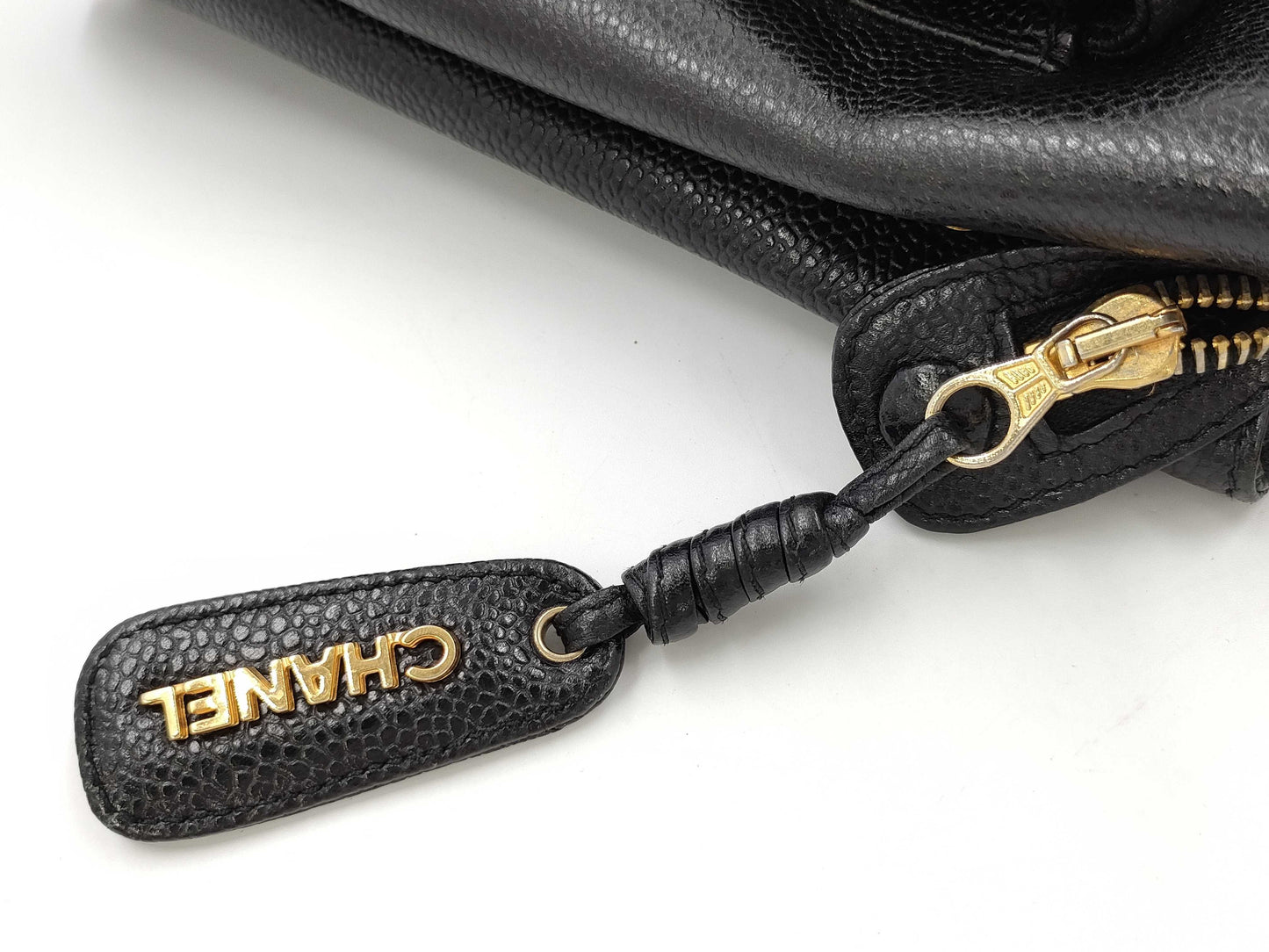 CHANEL Coco Mark Caviar Leather Chain Tote Bag in Black with Gold Hardware, Sticker Included, Card Not Included, Shoulder Bag