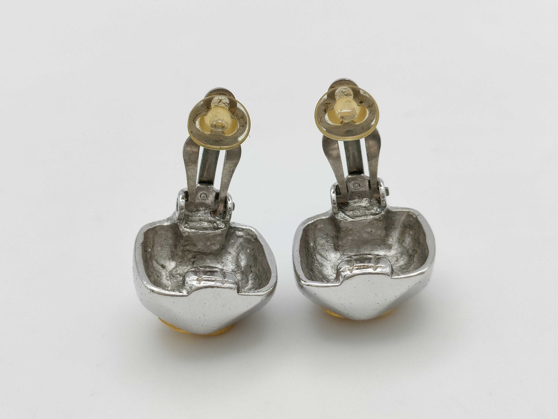 CHANEL 98A Coco Mark Silver x Gold Earrings