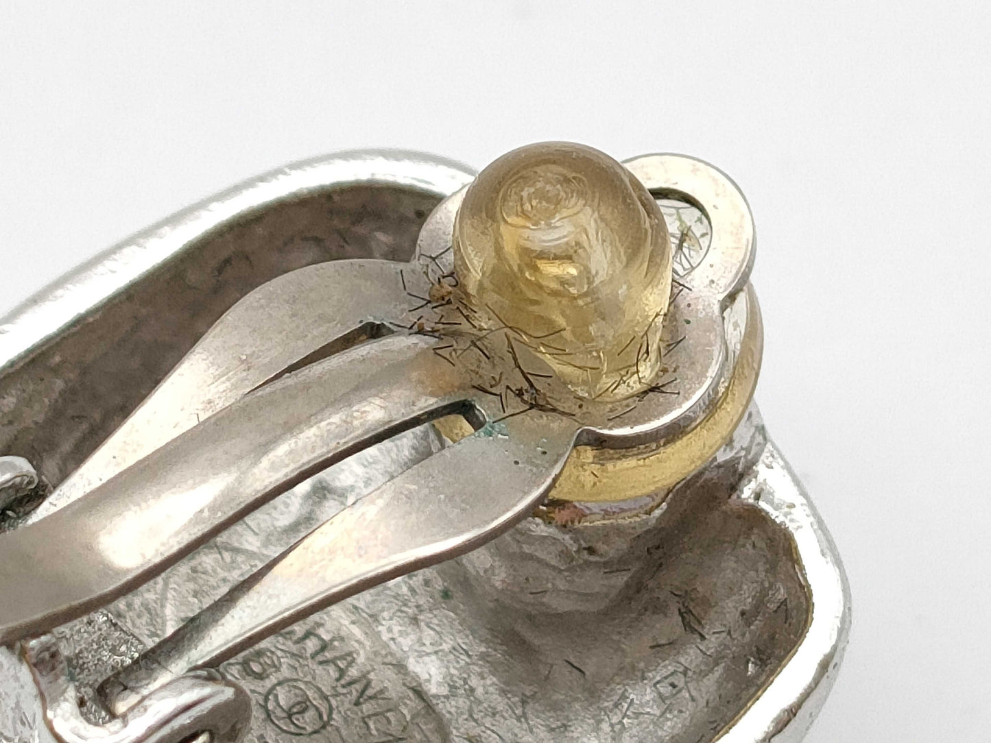 CHANEL 98A Coco Mark Silver x Gold Earrings