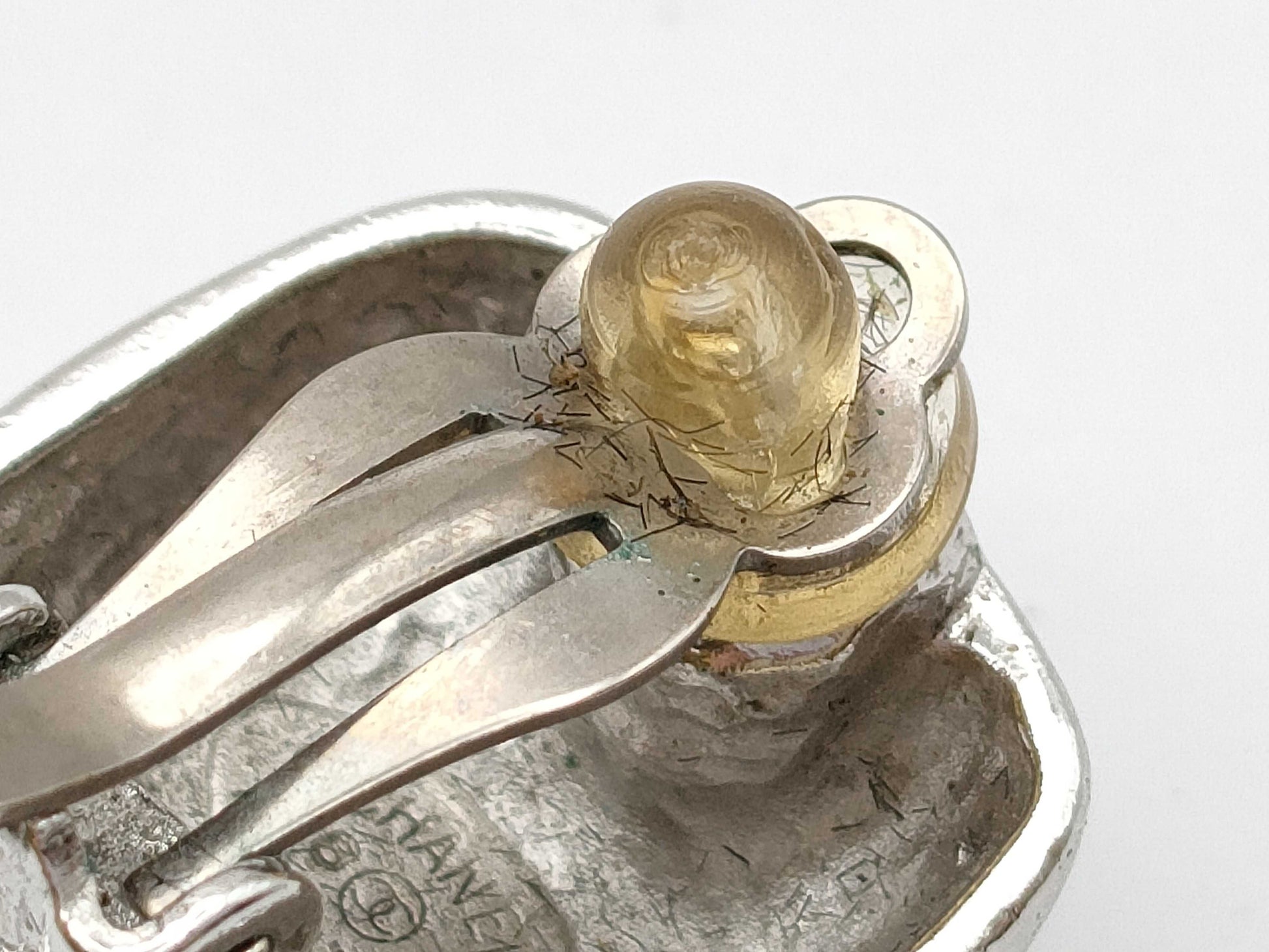 CHANEL 98A Coco Mark Silver x Gold Earrings