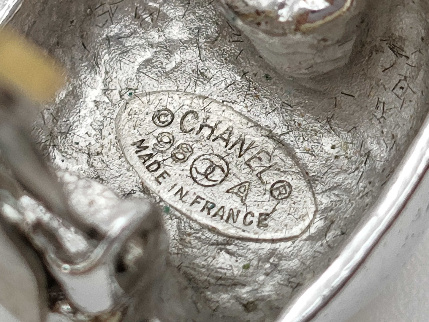 CHANEL 98A Coco Mark Silver x Gold Earrings