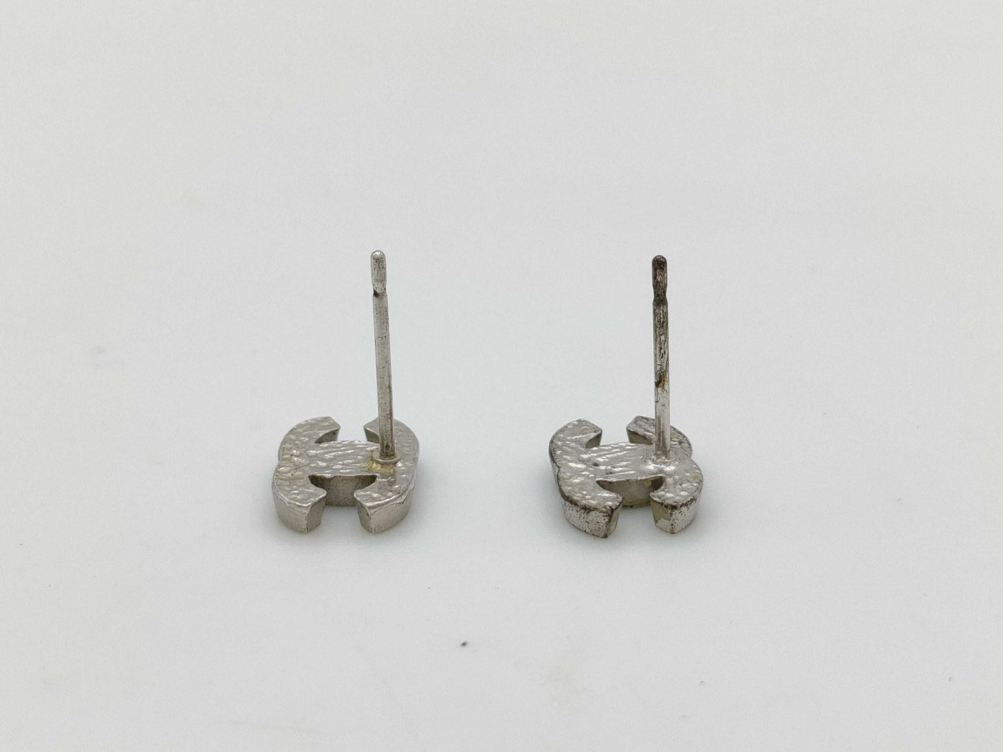 CHANEL 06P Coco Mark Earrings Black x Silver Earrings