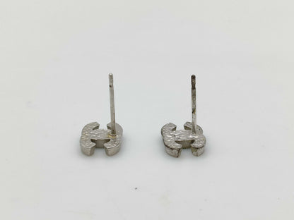 CHANEL 06P Coco Mark Earrings Black x Silver Earrings