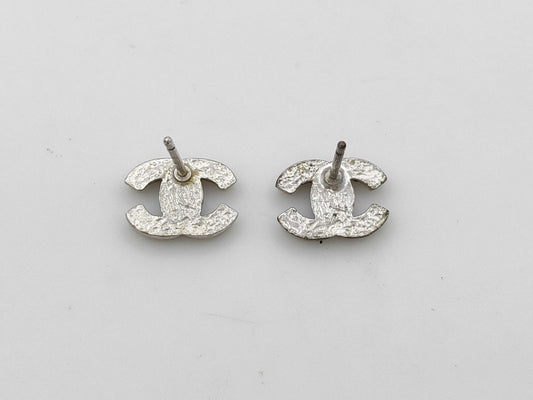 CHANEL 06P Coco Mark Earrings Black x Silver Earrings