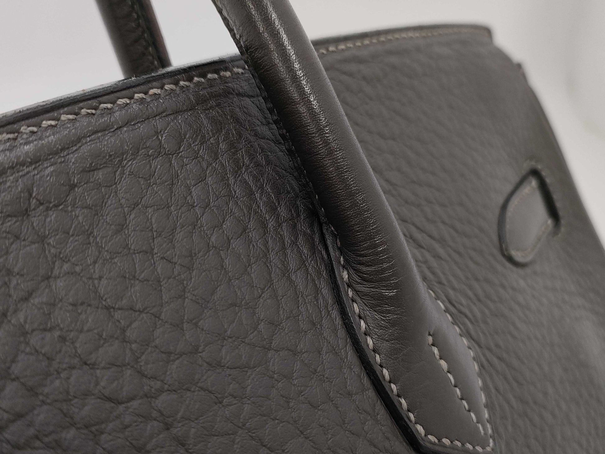 HERMES Birkin 35 □E Black/Gray Handbag