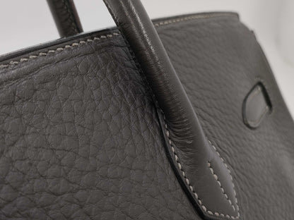 HERMES Birkin 35 □E Black/Gray Handbag