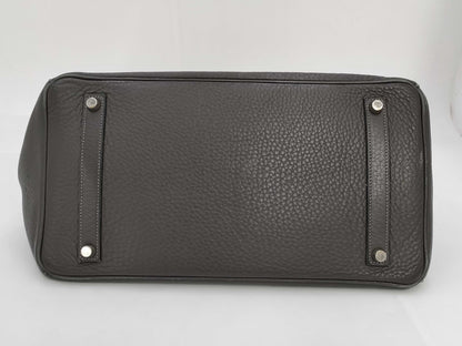 HERMES Birkin 35 □E Black/Gray Handbag