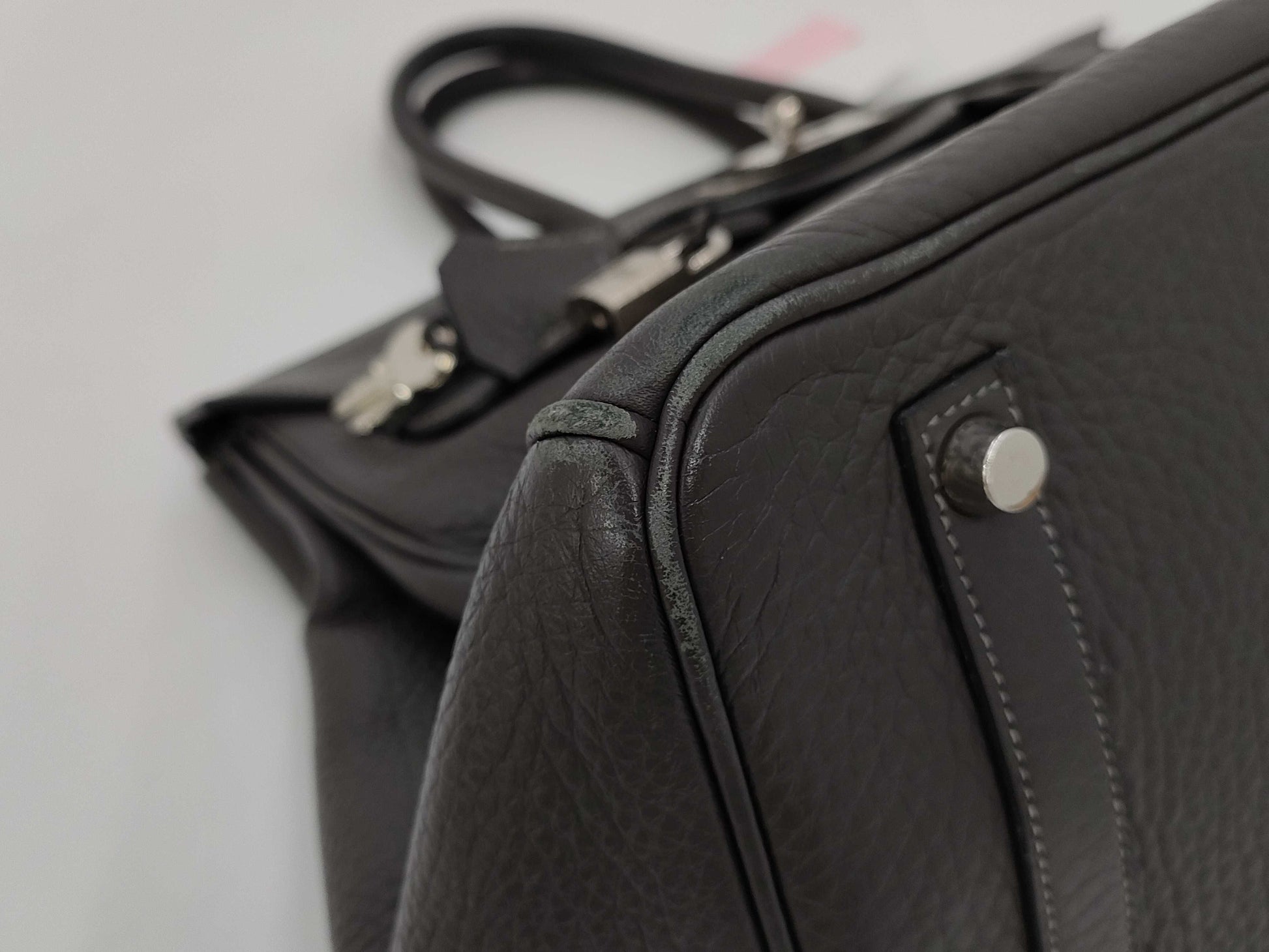 HERMES Birkin 35 □E Black/Gray Handbag