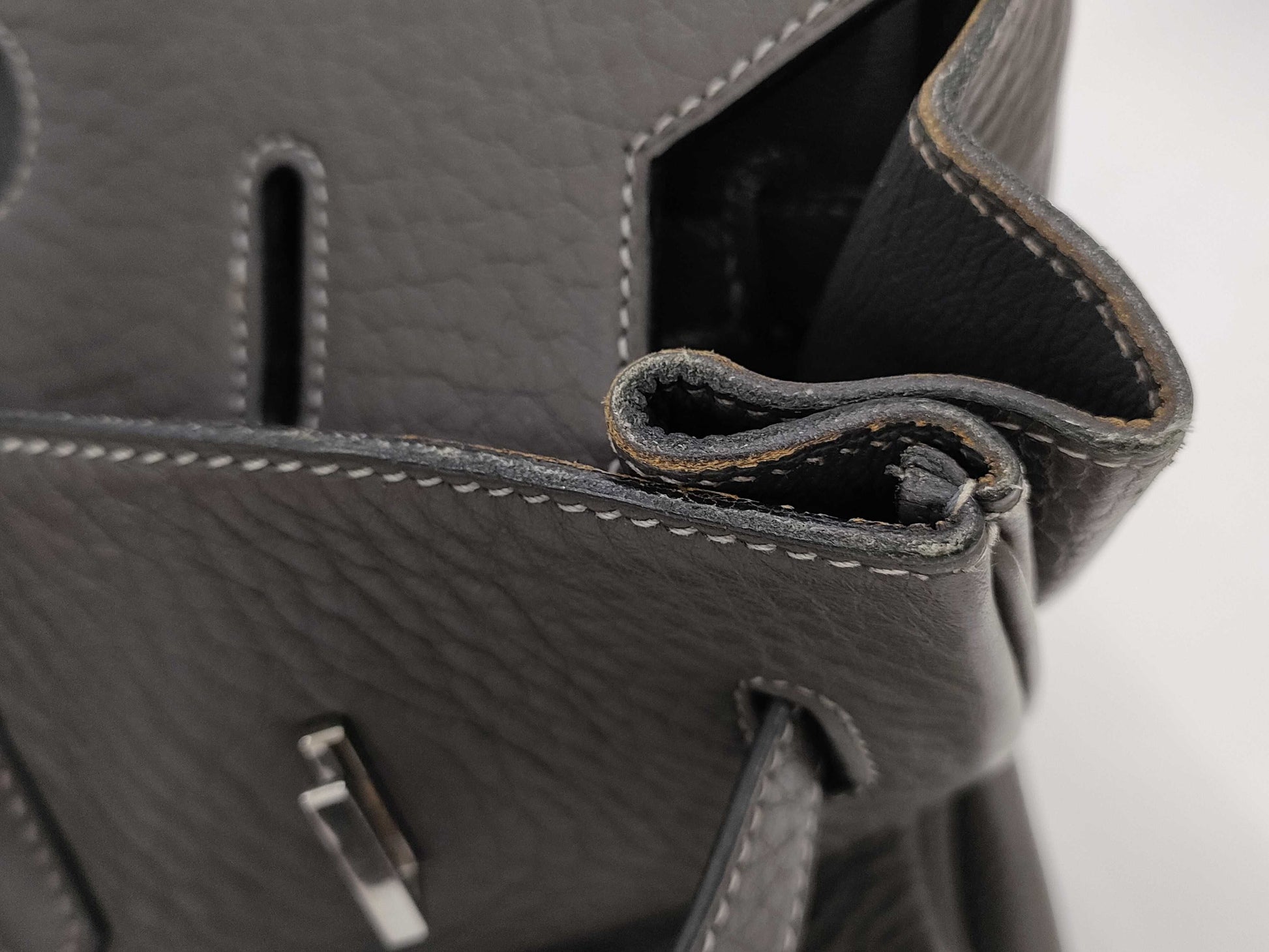 HERMES Birkin 35 □E Black/Gray Handbag