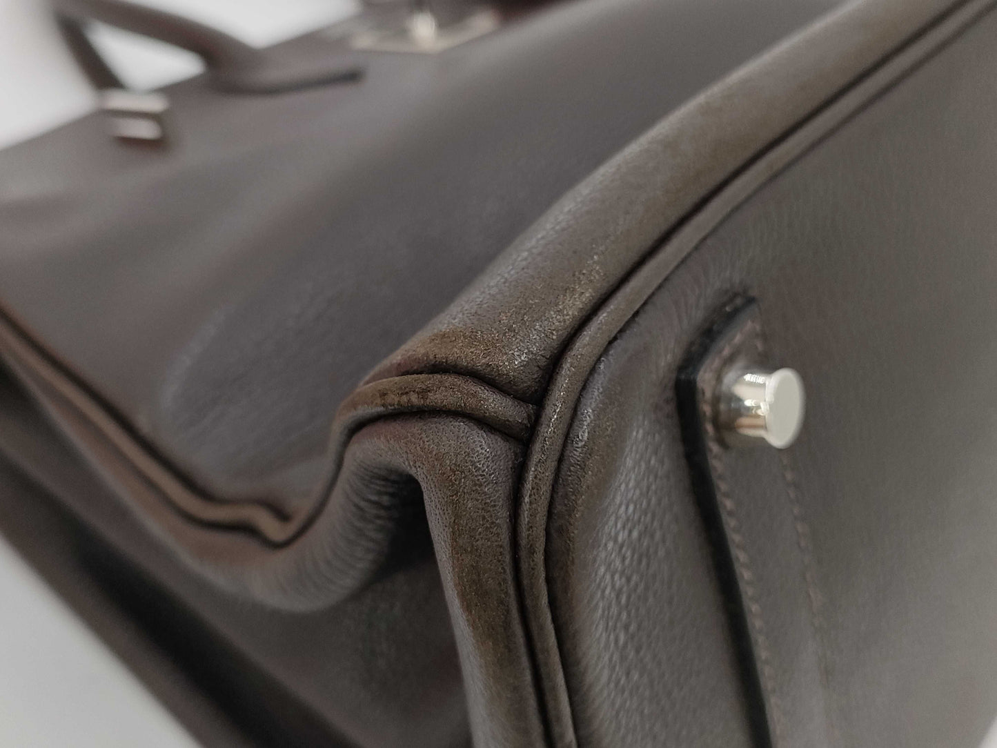 HERMES Birkin 35 □J Dark Brown Handbag